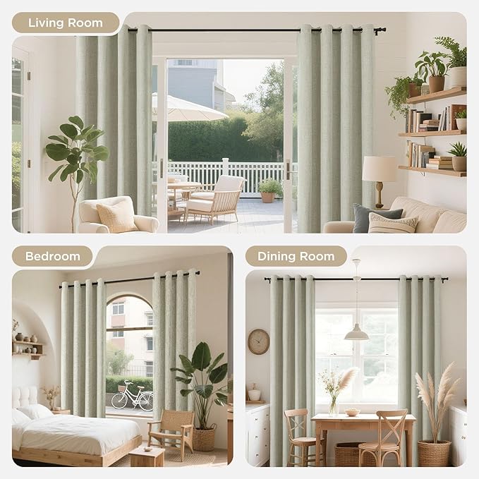 Joydeco Blackout Curtains 120 Inches Long 2 Panels Burg, Room Darkening Curtains for Bedroom, 100% Black Out Textured Thermal Drapes Privacy Protection 2 Panels Set(W52 x L120 Inch, Light Beige)