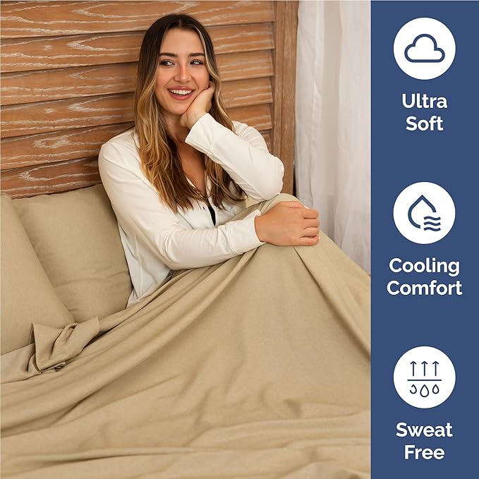 Twin XL Sheets Set 6 Piece - Includes 2 Pillowcases - Bed Sheets Twin XL - Soft Hotel Luxury Bedding - Cooling, Comfy & Breathable - 1 Flat & 1 Fitted & 2 Pillowcases w/ Deep Pockets - Heathered Tan