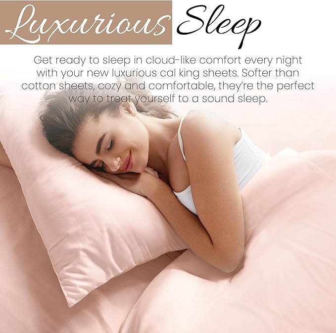 Linen Market Bed Sheets for California King Size Bed (Blush) - Sleep Better Than Ever with These Soft and Cooling California King Sheets - Deep Pocket Fits 16" Thick Beds - 4 Piece Cal King Sheet Set