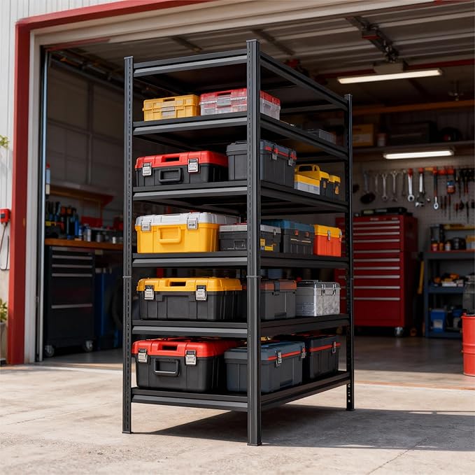 78'' Storage Shelves, 6-Tier Garage Metal Shelving Unit, 47''W*24''D Adjustable Heavy-Duty, Double-Layer Column with Reinforced Ribs,Capable of Bearing 3600 lbs for Garage, Warehouse, Kitchen Storage
