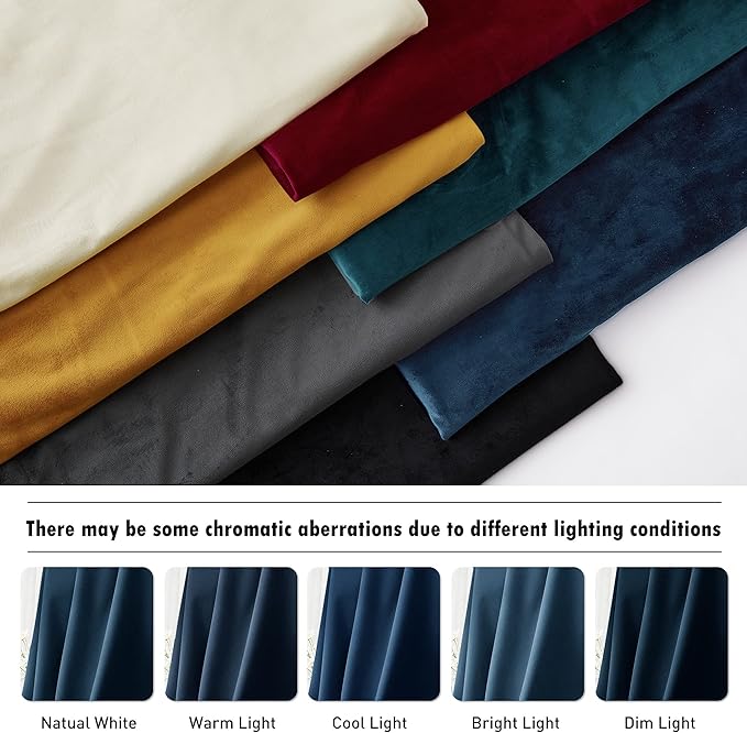 RYB HOME Velvet Curtains 90 inches Length, Back Tab & Rod Pocket Soft Fabric Curtains & Drapes for Bedroom Room Divider, Navy Blue, W 62 x L 90, 2 Panels Set