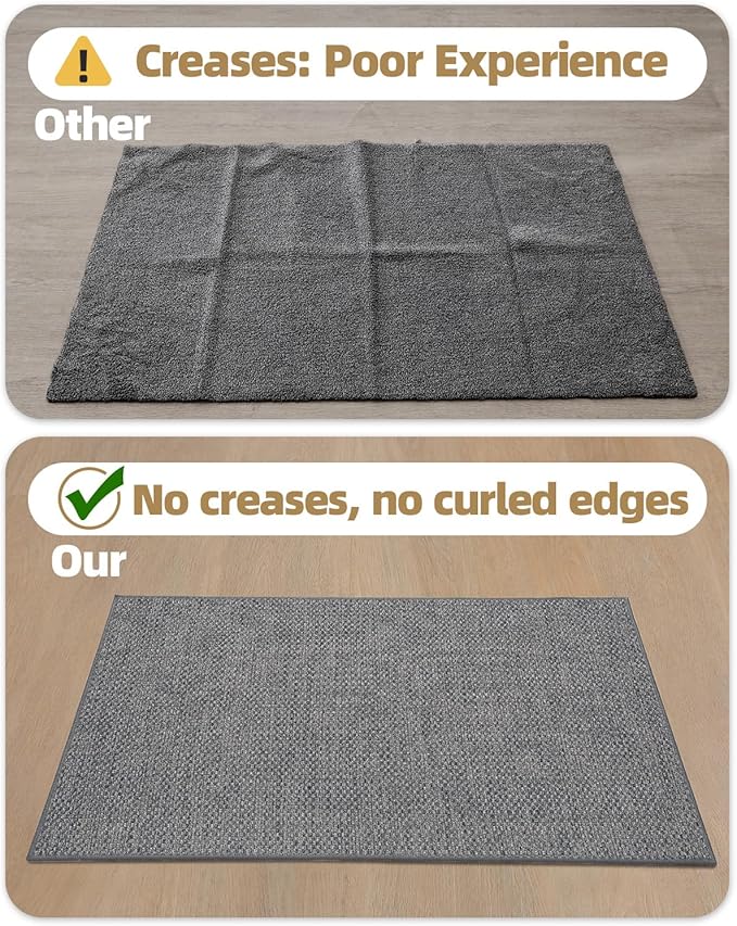 Color&Geometry Ultra-Thin Indoor Door Mat, 22.6"x31.5" Low-Profile Non-Slip Entryway Rug with Modern Geometric TextureWashable Doormat for Entrance Front Doors,Light Grey (Rolled-up NO Creases)