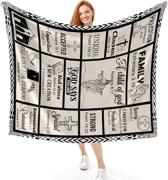 Bible Verse Christian Gift Blanket 30"x40", Inspirational Faith Throw for Believers, I Am a Child of God Blanket,Baptism Spiritual Gifts for Catholic Men Women