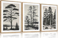 LHIUEM Large Vintage Sketch Tree Framed Wall Art Set,Antique Black and White Wall Decor,Nature Botanical Lake Artwork,Modern Wilderness Forest Art Prints for Living Room,Bedroom- 24"x36"x3