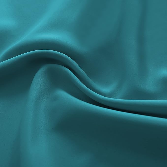 DONREN 2 Panels Set - 63 Inches Length Blackout Curtain Panels for Bedroom - Room Darkening Thermal Insulated Solid Rod Pocket Curtains (Teal,42 W X 63 Inches Long)