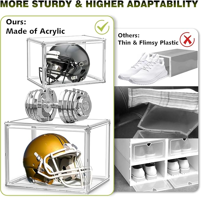 12 Pack Clear Sneaker Boxes Stackable Shoe Box Size 12.5, Acrylic Shoe Storage Organizer Transparent Storage Bins with Magnetic Acrylic Door for Closet, Sneaker Display, Cosmetic, Figure
