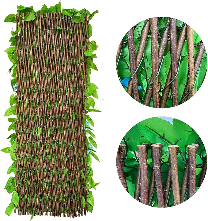 Sumery Expandable Fence Privacy Screen for Balcony Patio Outdoor,Decorative Faux Ivy Fencing Panel,Artificial Hedges (Single Sided Leaves) (1, Yellow Flowers)