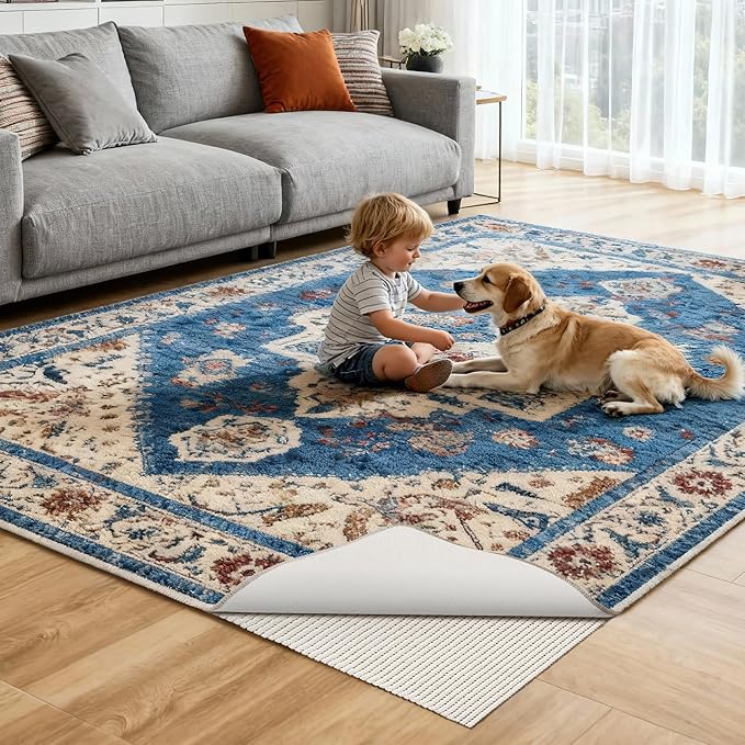 Songrey Non-Slip Rug Pad 2x8 FT, Extra Thick Carpet Pads for Hard Surfaces, Prevents Sliding and Secures Rugs, Provides Floor Protection with Comfort Cushioning
