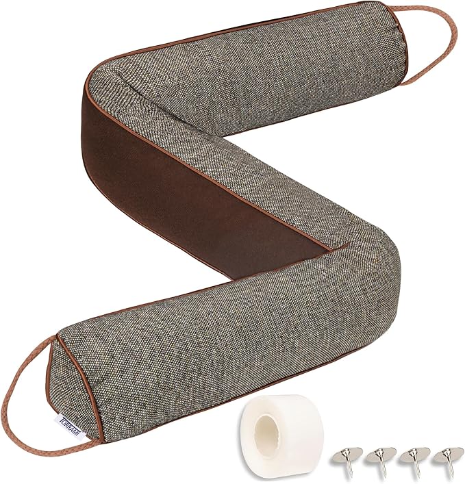 TORRAMI Under Door Draft Stoppers 32 Inch, Heavy Triangle Stop Draft Block Cold Air/Wind/Breeze Noise Blocker Door Sweeps Weather Stripping Bottom Seal Brown