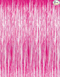 GOER 6.4 ft x 8.2 ft Metallic Tinsel Foil Fringe Curtains,Pack of 2 Party Streamer Backdrop for Galentines Day,Birthday,Graduation Decorations and New Year Eve (Hot Pink)