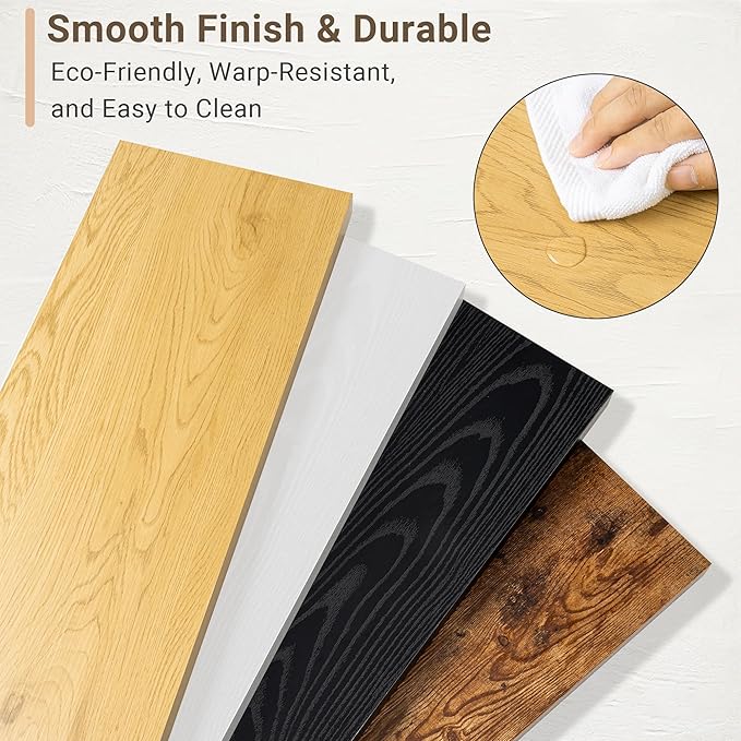 Vivelove 10" Deep Floating Shelves with Invisible Brackets, 47" Wall Shelves for Bathroom Bedroom Kitchen Living Room Laundry Room, Modern Rustic Shelves for Home Decor, 47.2"x10.2"x1.5"Set of 2, Oak