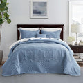 CHIXIN Bedspread Coverlet Set Queen Size - Lightweight Bedding Cover - Beautiful Stitching - 5 Piece Reversible Bedspread - Luxury Damask Paisley Pattern (Queen, Ashley Blue)