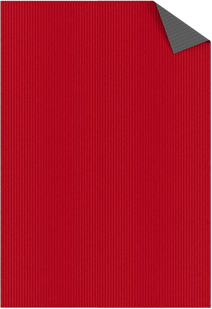 Ottomanson 6'6" x 22' Hallway Runner with Scraper Pile Extra Durable Non-Slip Rug Mat for Indoor & Outdoor Use - Ideal for Kitchen, Entryway, Patio & Garage - High-Traffic Carpet, Red
