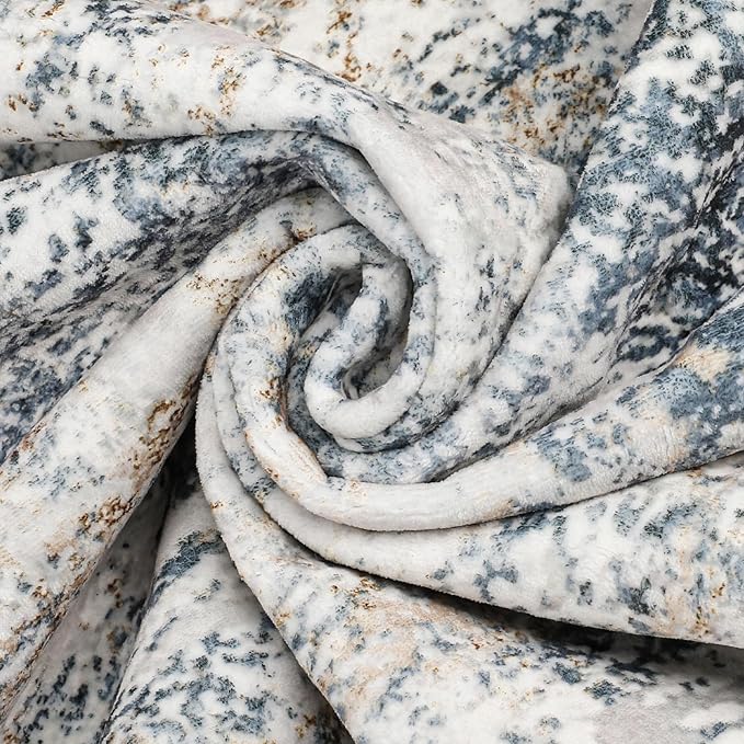 Area Rug Living Room Rugs - 12x18 Washable Large Soft Indoor Neutral Modern Abstract Low Pile Rug Carpet for Bedroom Dining Room Farmhouse Home Office - Beige Blue