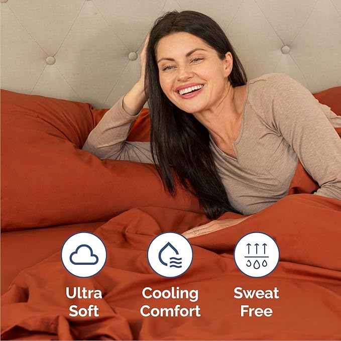 Cal King 6 Piece Sheet Set - Cooling & Breathable - Hotel Luxury Bedding, Includes Fitted Sheet for Women, Men, Kids and Teens - 1 Flat, 1 Fitted Sheet, 4 Pillowcases with Deep Pockets - Terracotta