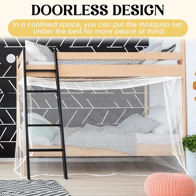 4 Corners Mosquito Net for Mosquiteros para Camas Bed Canopies Netting Bed Drapes Rectangular Mosquito Mesh for Camping Home Outdoor Travel(White A,L87 X W79 X H79 Inch,No-Opening)