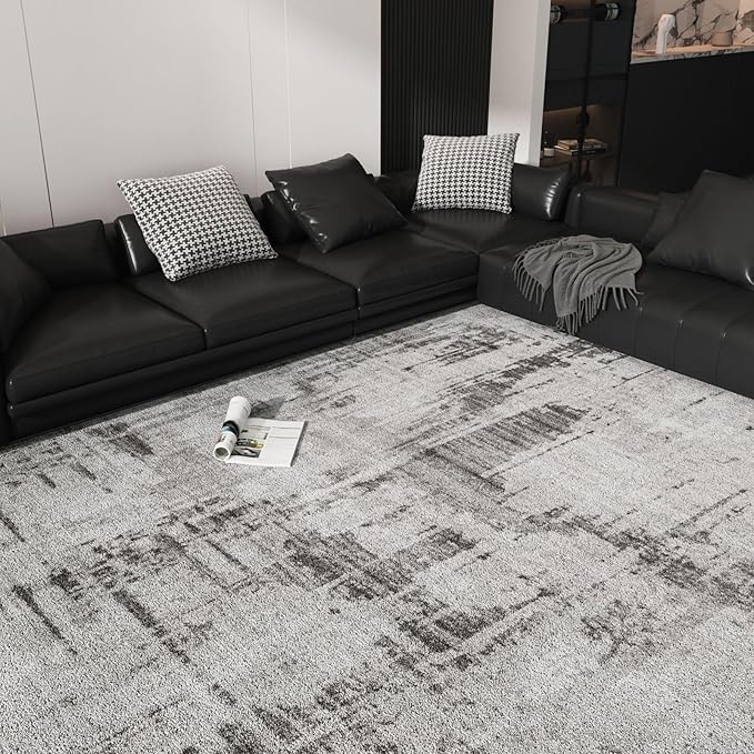 Area Rugs 6x9, Machine Washable Neutral Modern Abstract Soft Rugs for Living Room Large Carpet for Floor Non Slip Rug Under Dining Table Bed Grey Home Office | Grey