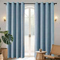 Joydeco Light Blue Blackout Curtains 90 Inches Long, Curtains 90 Inch Length 1 Panel for Bedroom, Thermal Insulated Linen Black Out Curtains with Grommets(100x90, Light Blue)