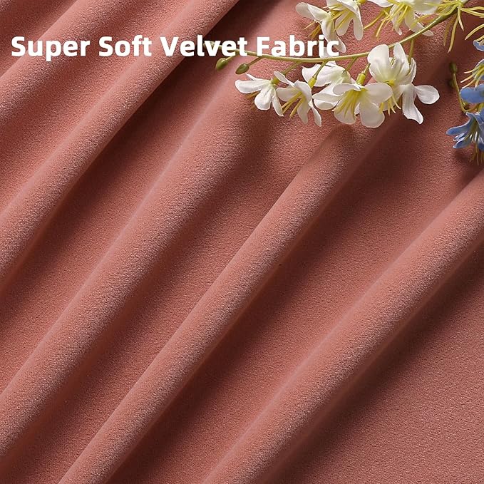 Joydeco Pink Velvet Curtains 90 inch Length 2 Panels, Luxury Blackout Rod Pocket Thermal Insulated Window Curtains, Super Soft Room Darkening Drapes for Living Dining Room Bedroom,W52 x L90 inches
