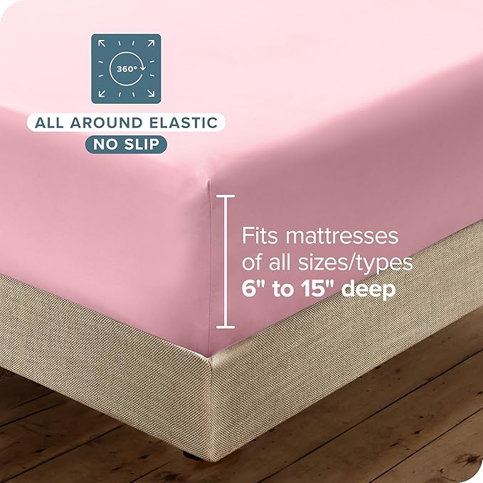 Bare Home Hotel Luxury Queen Sheet Set, Extra Soft - 6 Piece Set - Deep Pockets - Easy Fit - Cooling & Breathable - Wrinkle, Fade, Stain Resistant - Includes 4 Pillowcases (Queen, Light Pink)