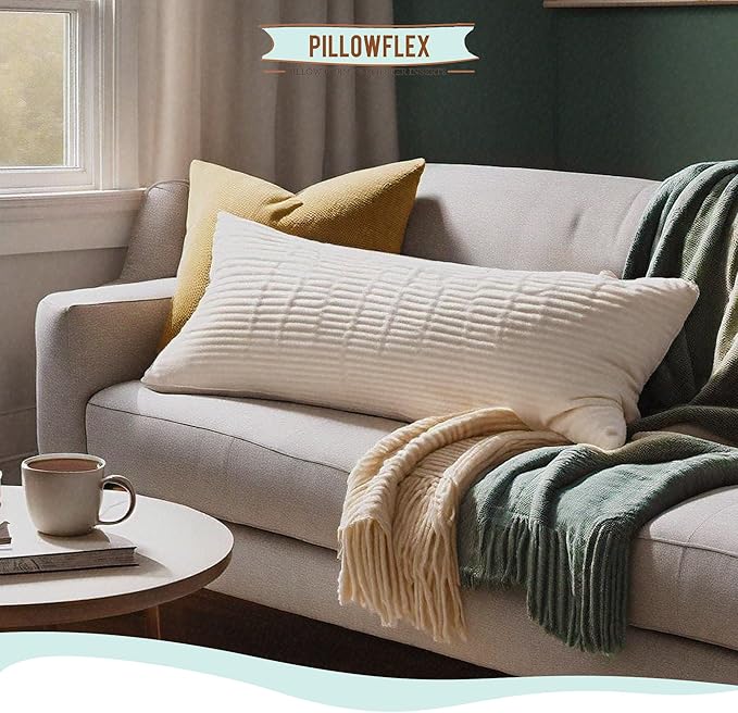 Pillowflex Synthetic Down Pillow Insert - 14x48 Down Alternative Pillow, Ultra Soft, Large Rectangle Body Sleeping Pillow, Lumbar, Long, Back - 1 Decorative Pillow Form