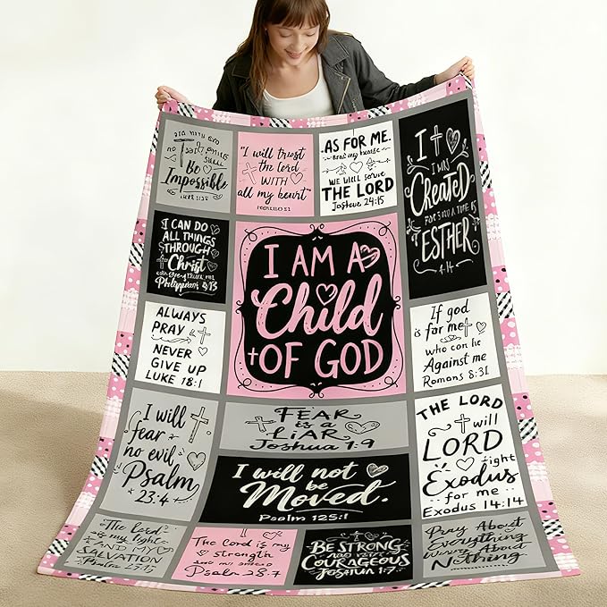 Christian Gift for Women, Inspirational Throw Blanket for Couch, Soft Lightweight Flannel Blanket, 60"x 80" Thoughts and Prayers Blankets for Bedroom Sofa Living Room Decoration