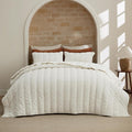 Bedsure Luxury Velvet King Size Quilt - Lightweight Velvet King Comforter Set, Oversized Corduroy Bedspread Coverlet Winter Bedding Set, Pet-Friendly, Tear-Resistant, Ultra-Soft, 106"x96", Ivory