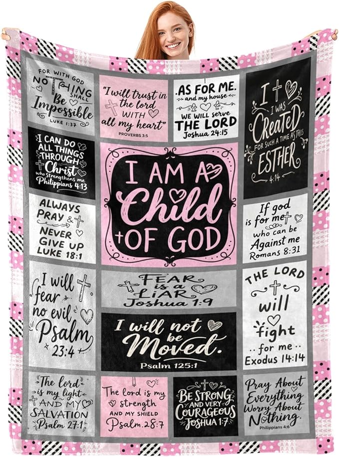 Christian Gift for Women, Inspirational Throw Blanket for Couch, Soft Lightweight Flannel Blanket, 50"x 60" Thoughts and Prayers Blankets for Bedroom Sofa Living Room Decoration