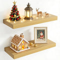 24 Inch Floating Shelves for Wall, 8 Inch Deep Floating Shelf for Storage & Display, Rustic Wall Mounted Shelf with Invisible Brackets for Living Room, Kitchen, Bathroom, Home Decor, Set of 2, Oak