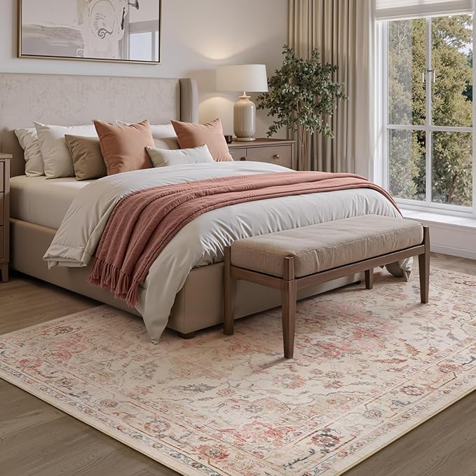 PADOOR 5X7 Area Rug,Rugs for Living Room,Soft Pink Rugs for Bedroom,Machine Washable Rug Non Slip Carpet for Dining Room Living Room Bedside Office