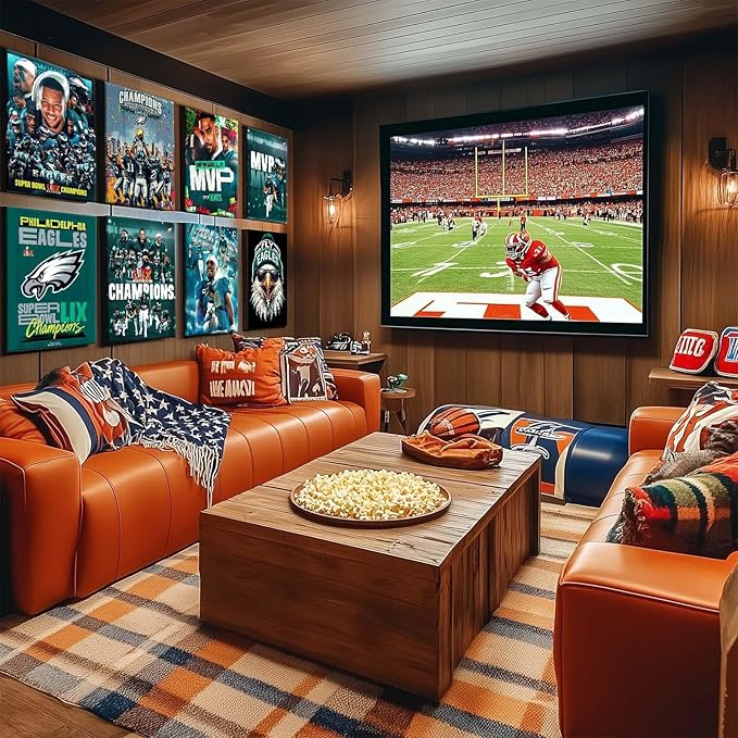 B.B.F MAKE 2025 Super Canvas Bowl Wall Art Champions MVP Hurts Canvas Wall Decor Eagles Poster Print Philadelphia Sports Star Picture Gift Modern Bedroom Living Room Home Decoration, Framed 11x14inch