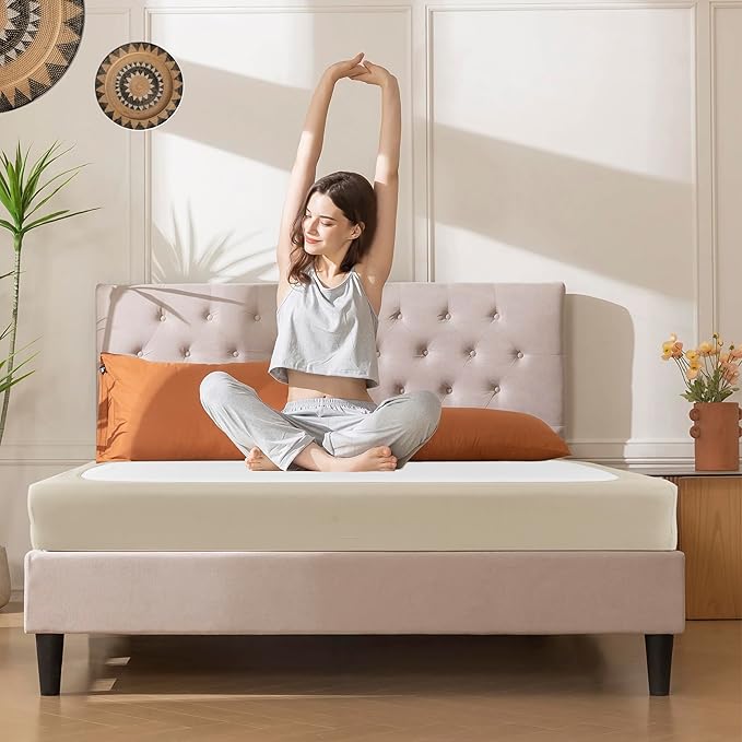 Biscaynebay Decorative Box Spring Cover King & Cal King Size, Light Camel Luxurious Jersey Knitting Stretchy Wrap Around 4 Sides Bed Skirt for Home/Hotels, Easy Fit Wrinkle Free Machine Washable