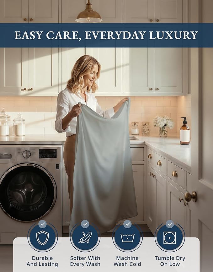 100% Egyptian Cotton Sheets King Size - 1000 Thread Count Naturally Cooling & Breathable Sateen King Size Sheets Set, Ultra-Soft & Durable Hotel Luxury Sheets with 15" Snug Fit Deep Pockets - Silver