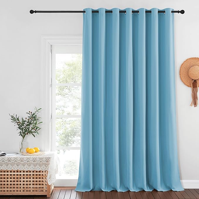 NICETOWN Insulated French Door Curtain - Extra Wide Room Darkening Noise Reducing Vertical Panel Drape for Cottage/Hall (Teal Blue, W100 x L95, 1 Panel