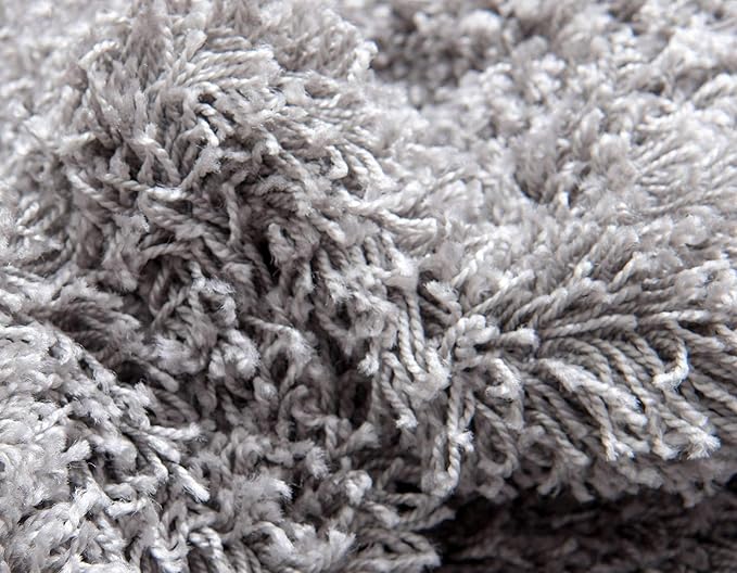 Unique Loom Solid Shag Collection Area Rug (8' Round, Cloud Gray)