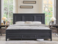 ACCOHOHO Farmhouse Queen Size Bed Frame with 52" Tall Headboard, Wood Platform Bedframe with Footboard and Storage Drawers, No Squeak, No Box Spring Needed, Black