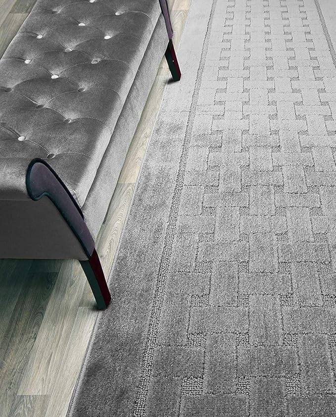 Non Slip Washable Carpet Runner Rug with Rubber Backing, Custom Floor Mat for Kitchen Hallway Stairs Bedroom Bathroom Entry, Grey, Your Choice of Length, 26 Inch X 25 feet