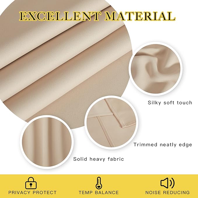 NICETOWN Blackout Curtains for Windows 84 inch Long - Window Treatment Thermal Insulated Solid Grommet Room Darkening Drapes for Bedroom/Living Room (Biscotti Beige, 1 Panel, W66 x L84)