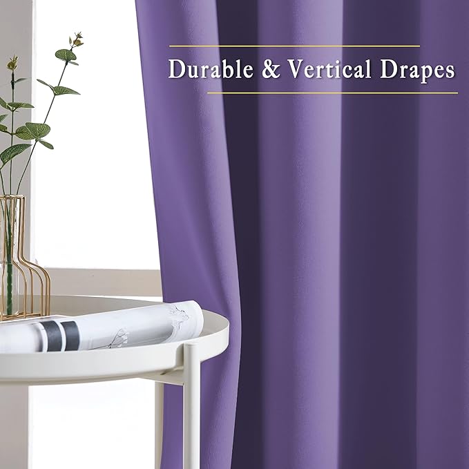 NICETOWN Blackout Curtains 63 inches Long, Grommet Window Treatment Energy Saving Thermal Drapes Room Darkening for Living Room/Bedroom, 2 Panels, W46 x L63, Lilac Purple