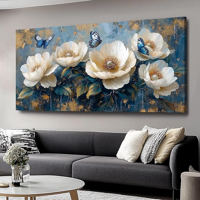 Flowers Canvas Wall Art - Modern landscape Paintings for Living Room, Bedroom Wall Decor, Framed Wall Art for Home or Office Decoration, Large Wall Art 60x120cm(24x48in)