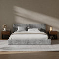 RECCI Cloud Upholstered Queen Bed Frame with Headboard, 5 Inch Foam Padded Platform, No Box Spring, Easy Assembly (Moon Grey)