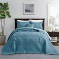 CHIXIN Bedspread Coverlet Quilt Set Full Size - Lightweight Bedding Cover - Beautiful Stitching - 5 Piece Reversible Bedspread - Luxury Damask Paisley Pattern (Full, Lagoon)