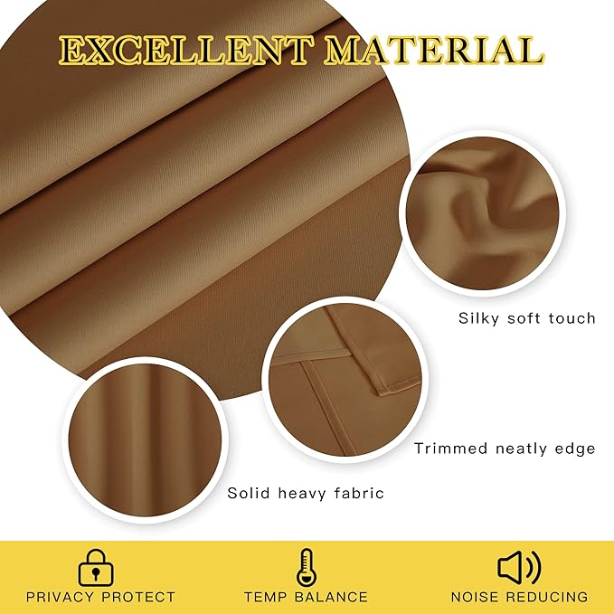 NICETOWN Blackout Patio Curtains 100 x 144 Inches Long for Sliding Door Extral Wide Blackout Curtain Panels Thermal Insulated Room Divider - Grommet Top, 100" W x 144" L, 1 Panel, Gold Brown