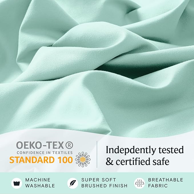 LuxClub 4 PC Sheet Set Bed Sheets Deep Pockets 16" Eco Friendly Wrinkle Free Cooling Machine Washable Hotel Bedding Silky Soft - Aquamarine King