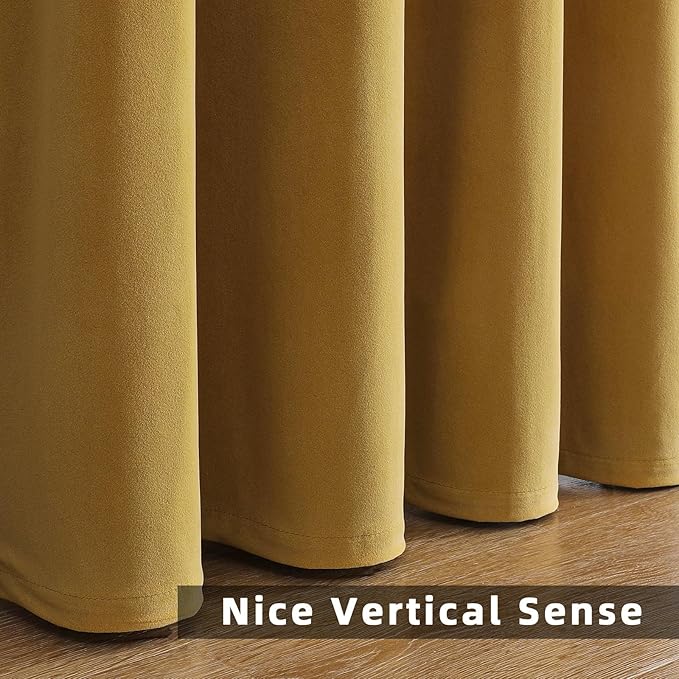 Joydeco Brown Velvet Curtains 108 inch Length 2 Panels, Luxury Blackout Rod Pocket Thermal Insulated Window Curtains, Super Soft Room Darkening Drapes for Living Dining Room Bedroom,W52 x L108 inches