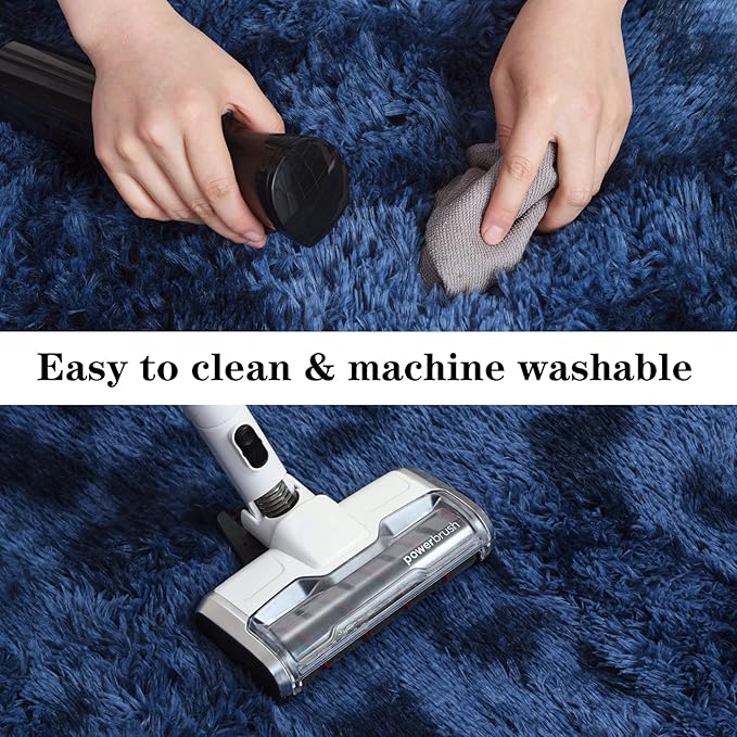 duduta Navy Blue Soft Fluffy Rug 4x6 ft, Tie-Dyed Shag Fuzzy Plush Rectangle Carpet for Bedroom Nursery Living Room Home Decor