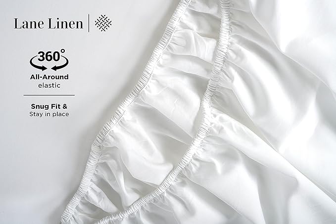 LANE LINEN 600 Thread Count 100% Cotton Split King Sheets Set for Adjustable Beds, 15" Deep Pocket Soft & Comfy Sustainably Produced Split King Sheet, Naturally Cooling Cotton Sheets -White