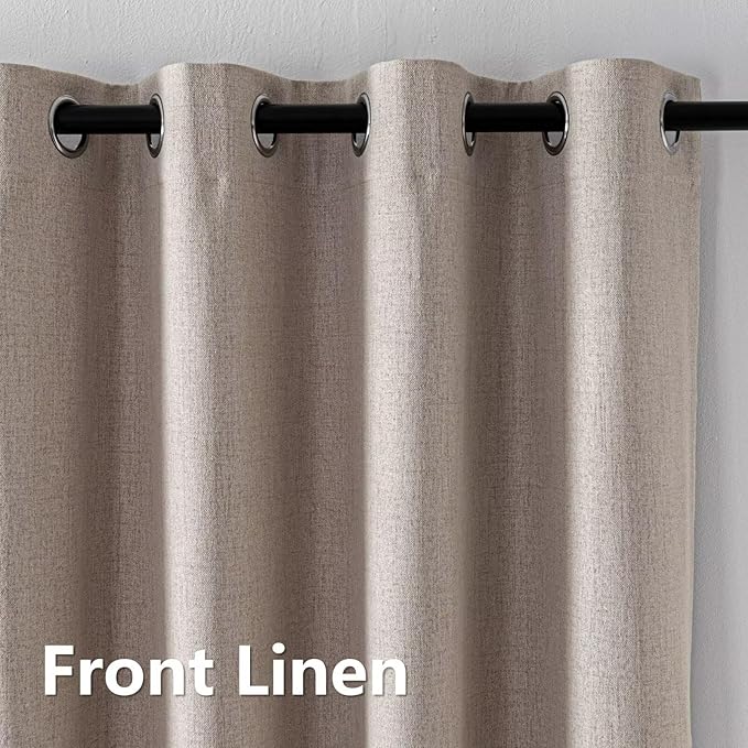 100% Blackout Curtains 84 Inch Length 2 Panels Set, Black Out Curtains for Living Room, Beige Thermal Insulated Grommet Drapes Bedroom Luxury Decor Privacy(70W × 84L inch, Beige)