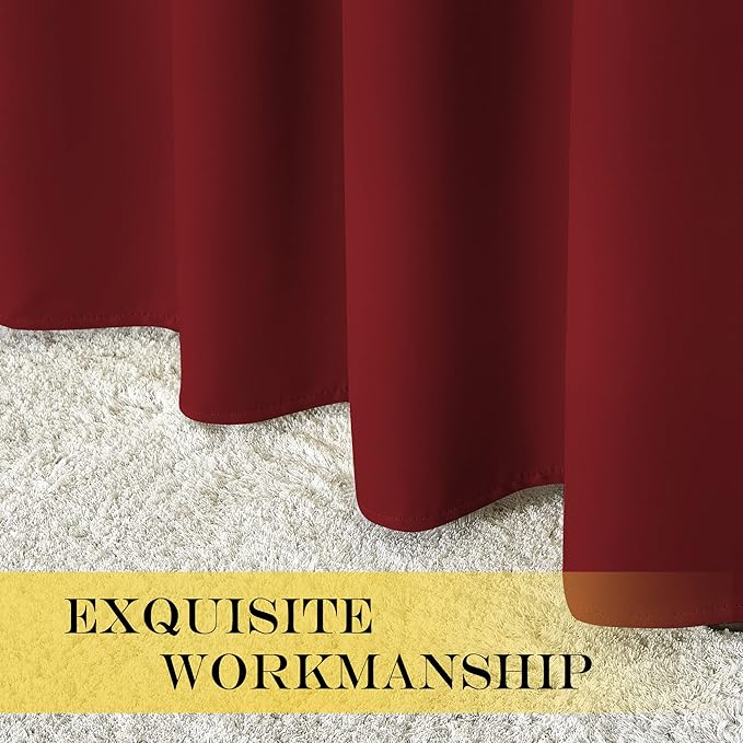 NICETOWN Blackout Curtains 63 inches Long for Living Room Bedroom, Grommet Thermal Insulated Room Divider Drape Window Treatment for Sliding Patio Door, W100 x L63, 1 Panel, Burgundy Red