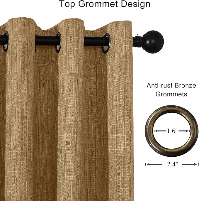 Linen Curtains 166 inch Length 2 Panels for High Ceiling Extra Long Thick Faux Linen Window Drapes Burlap Textured Curtains with Grommet for 2 Story High Living Room (52x166 Light Coffee)
